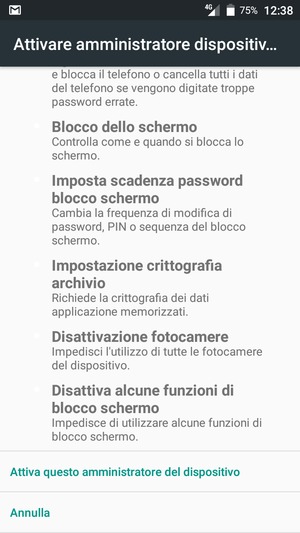 Scorri e seleziona Attiva questo amministratore del dispositivo