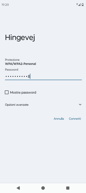 Inserisci la password del Wi-Fi e seleziona Connetti