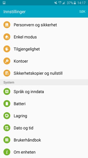 Bla til og velg Om enheten