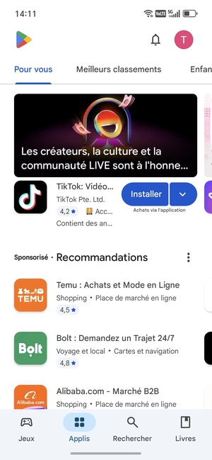 Sélectionnez Rechercher