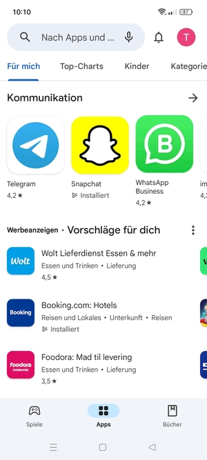 Wählen Sie die Suchleiste