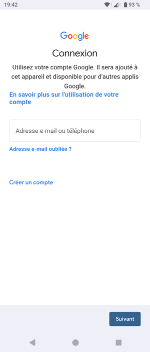 Saisissez votre adresse Gmail et sélectionnez Suivant