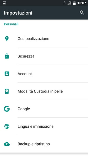 Scorri e seleziona Account