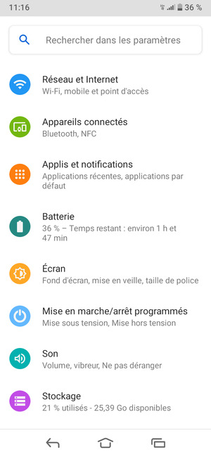 Sélectionnez Réseau et Internet