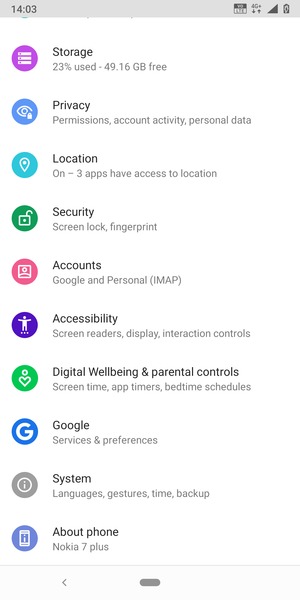 Scroll to and select Security