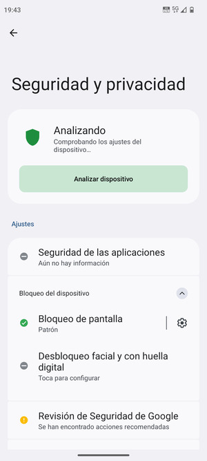 El teléfono ha sido asegurado con un bloqueo de pantalla