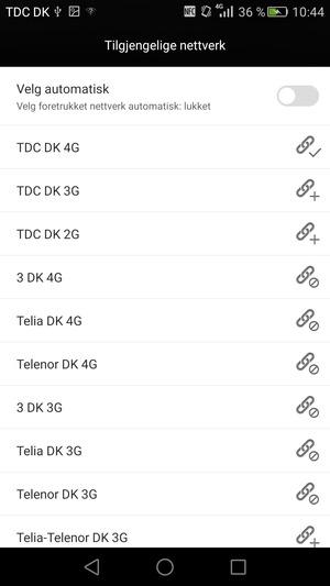 Velg en nettverksoperatør fra listen