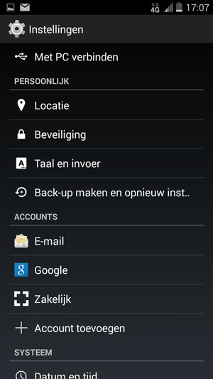 Scroll naar en selecteer Google