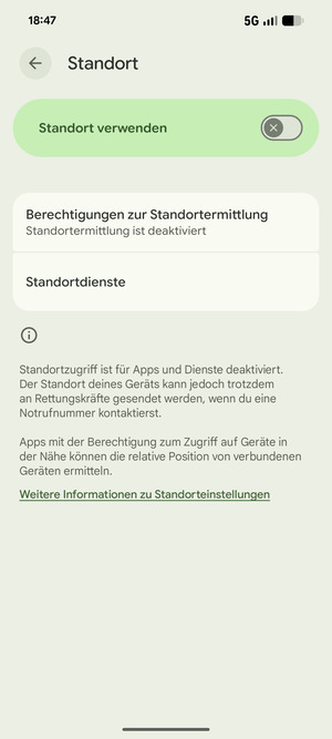 Schalten Sie Standort verwenden aus