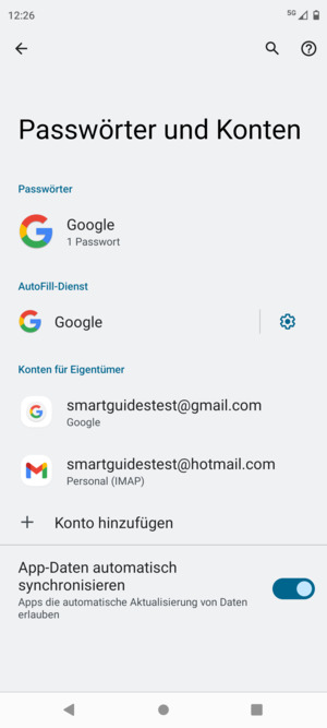 Wählen Sie Ihr Google Konto