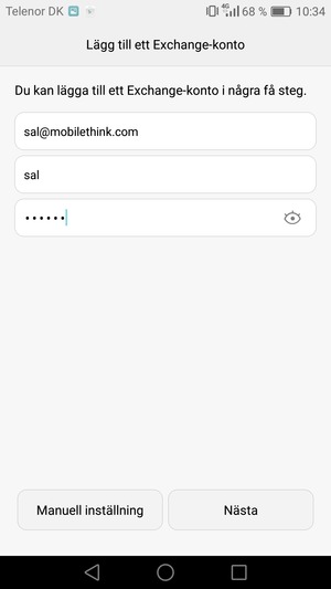 Ange din e-postadress, användarnamn och lösenord. Välj Nästa