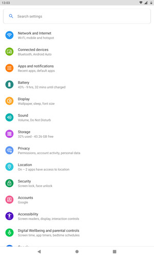 Scroll to and select Security