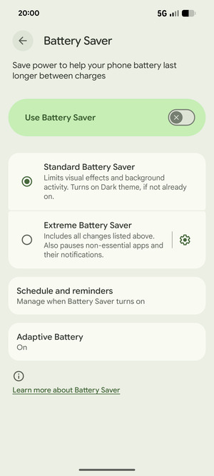 Turn on Use Battery Saver