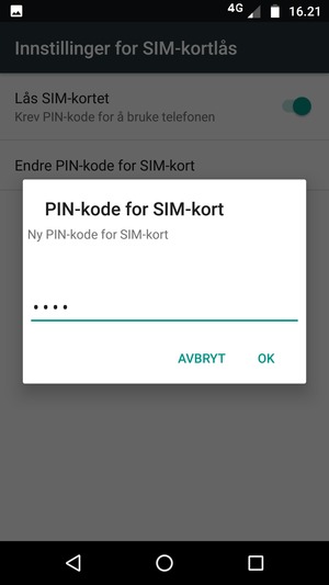Skriv inn Ny PIN-kode for SIM-kort og velg OK