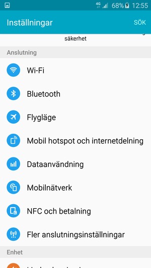 Scrolla till och välj Mobilnätverk