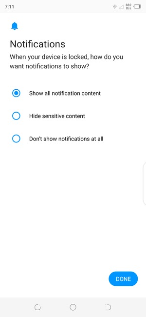 Select your preferred option and select DONE
