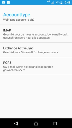 Selecteer IMAP of POP3