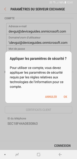 Sélectionnez OK