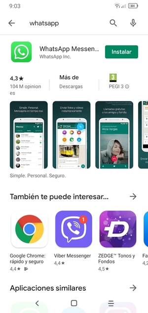 Seleccione la aplicación
