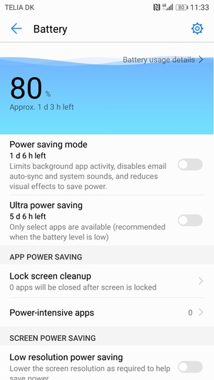 Turn on Ultra power saving