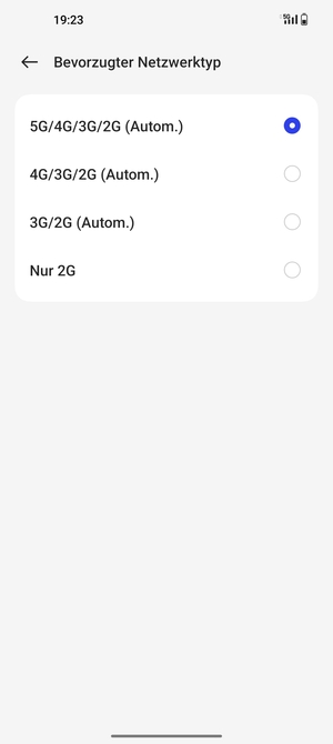 Wählen Sie die gewünschte Option