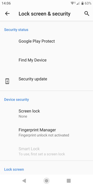 Select Screen lock
