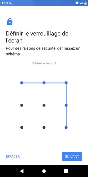 Dessinez un motif de déverrouillage et sélectionnez SUIVANT
