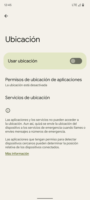 Desactive Usar ubicación