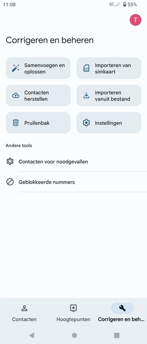 Selecteer Importeren van simkaart