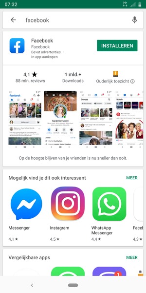 Selecteer de app
