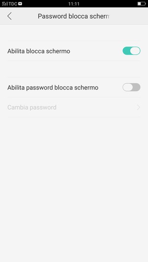 Attiva Abilita password blocca schermo