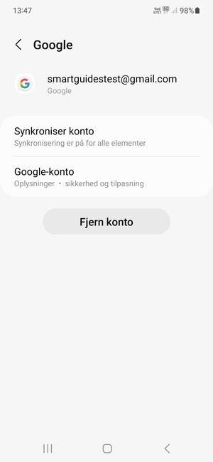 Velg Synkroniser konto