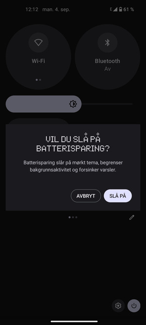 Velg SLÅ PÅ