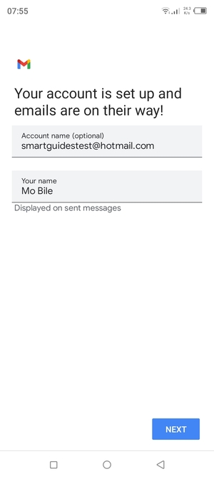 Give your account a name and enter your name. Select NEXT