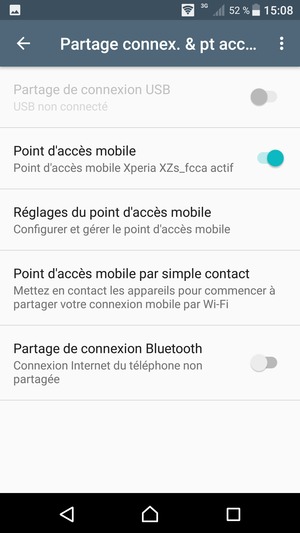 Votre téléphone est maintenant configuré pour être utilisé comme modem