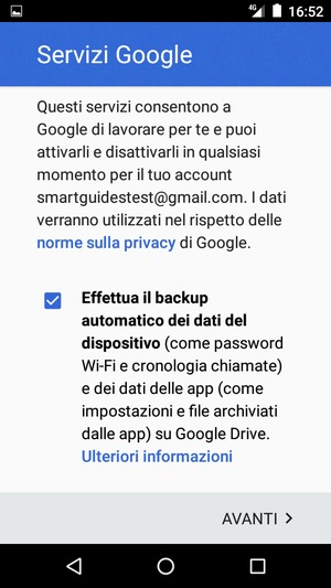 Seleziona AVANTI