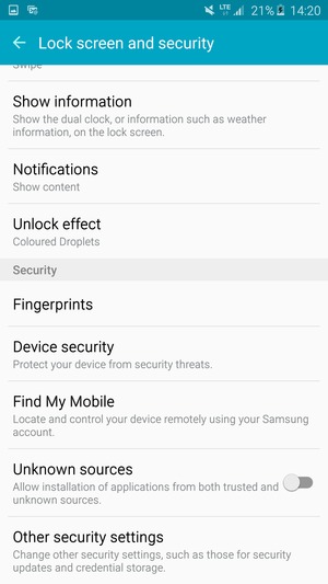 Scroll to and select Other security settings