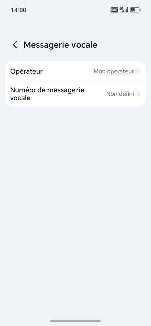 Sélectionnez Numéro de messagerie vocale