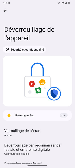 Sélectionnez Verrouillage de l'écran