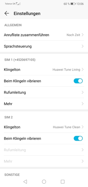 Scrollen Sie zu SIM 1 oder SIM 2 und wählen Sie Mehr