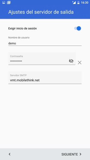 Introduzca la dirección de servidor saliente