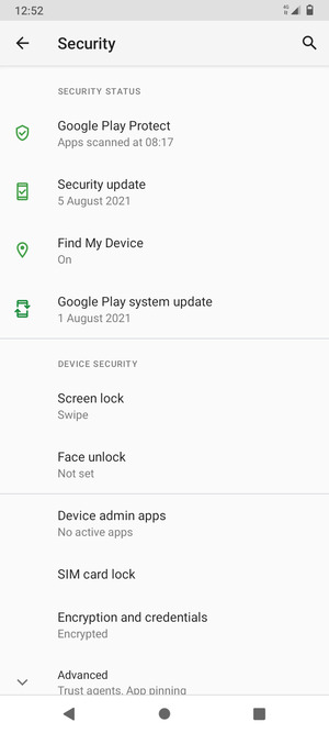 Scroll to and select SIM card lock
