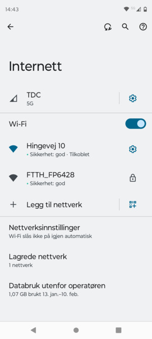 Du er nå koblet til Wi-Fi-nettverket