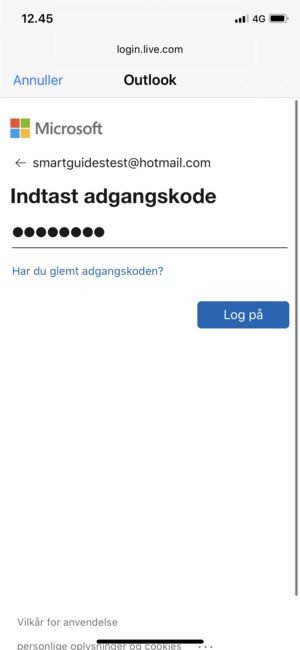 Indtast din adgangskode og vælg Log på