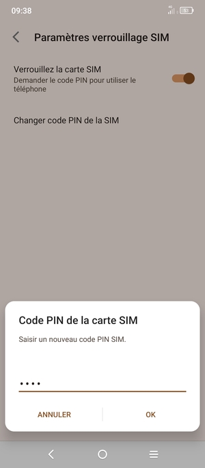 Saisissez votre Nouveau code PIN de la carte SIM et sélectionnez OK