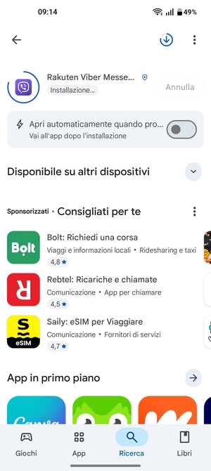 Attendi il completamento del processo di installazione
