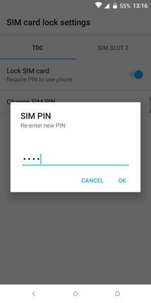 Confirm your new SIM PIN and select OK