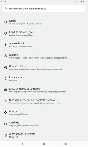 Faites défiler et sélectionnez Sécurité