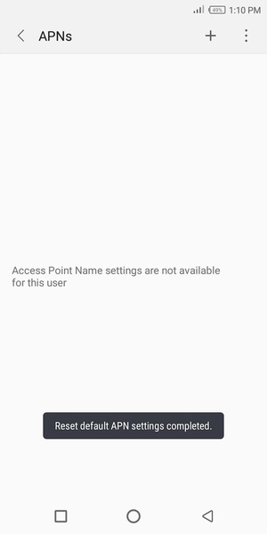 Your phone will reset to default Internet and MMS settings