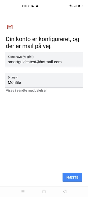 Giv din konto et navn og indtast dit navn. Vælg NÆSTE